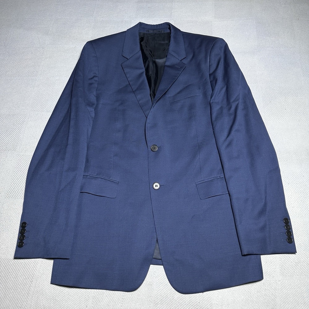 Theory Chambers Blue Blazer Slim 40R Wool‎ Two Button Jacket Modern Double Vent